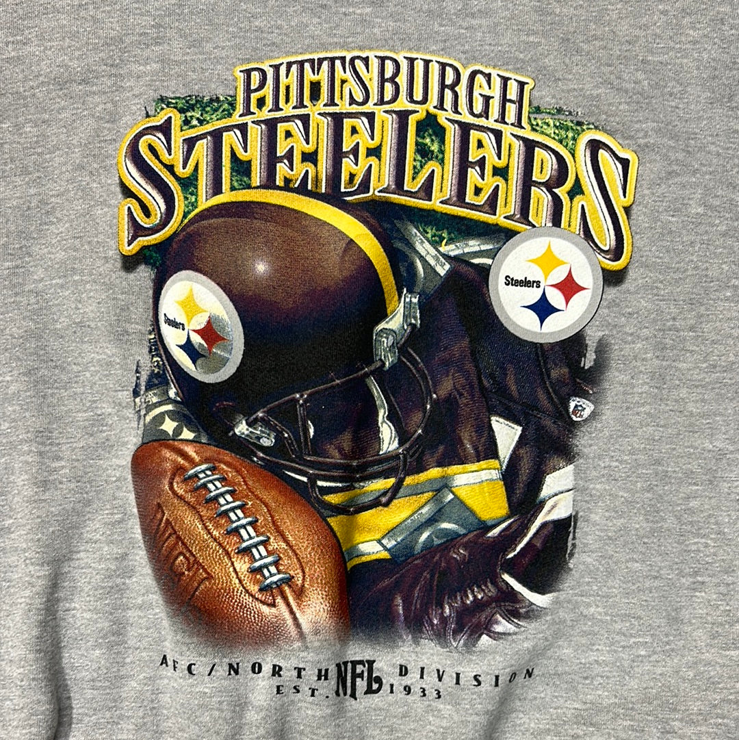 Vintage NFL Pittsburgh Steelers Sweatshirt Grey Large