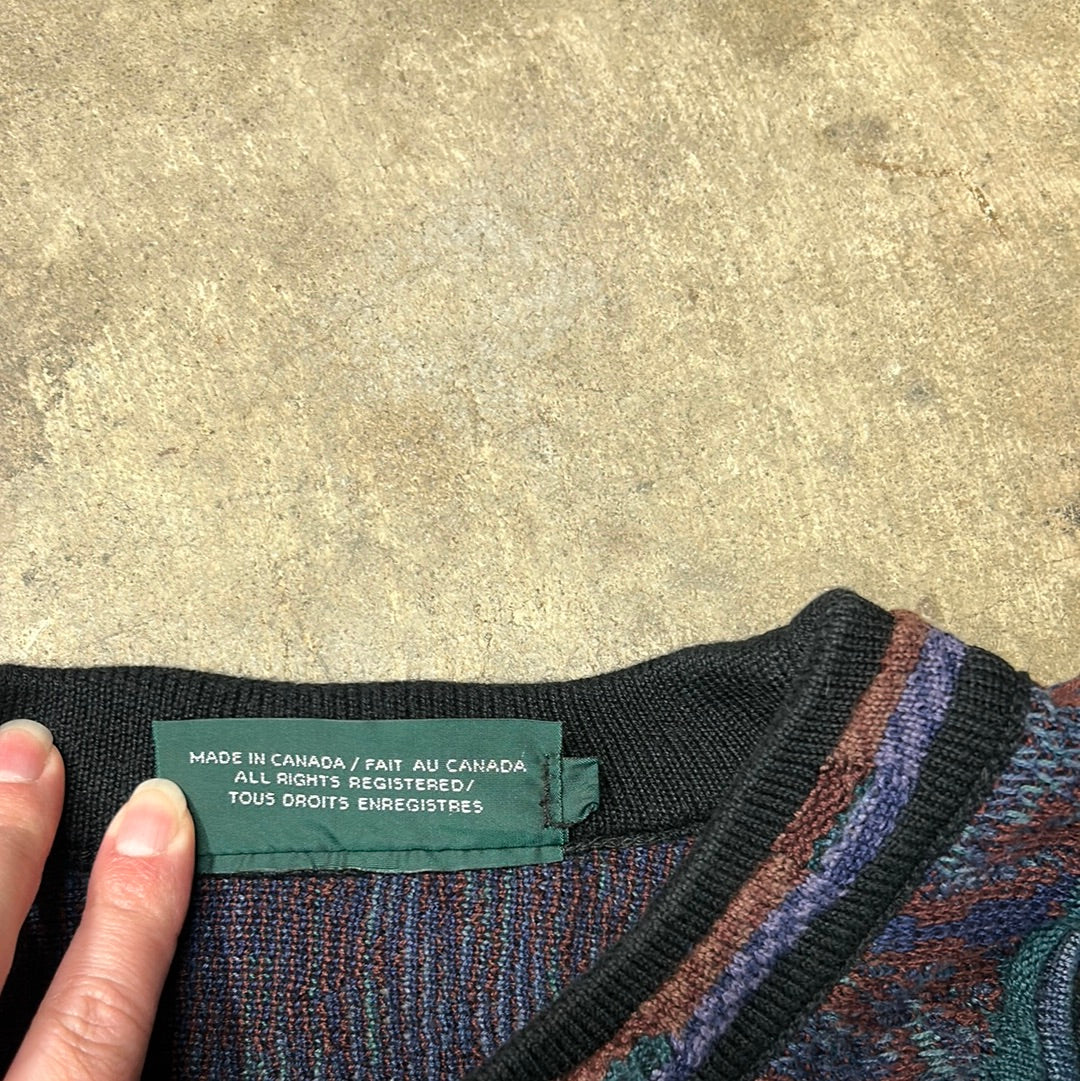 Vintage Tundra Canada Multicolor Wool Coogi Style Sweater Size XLT