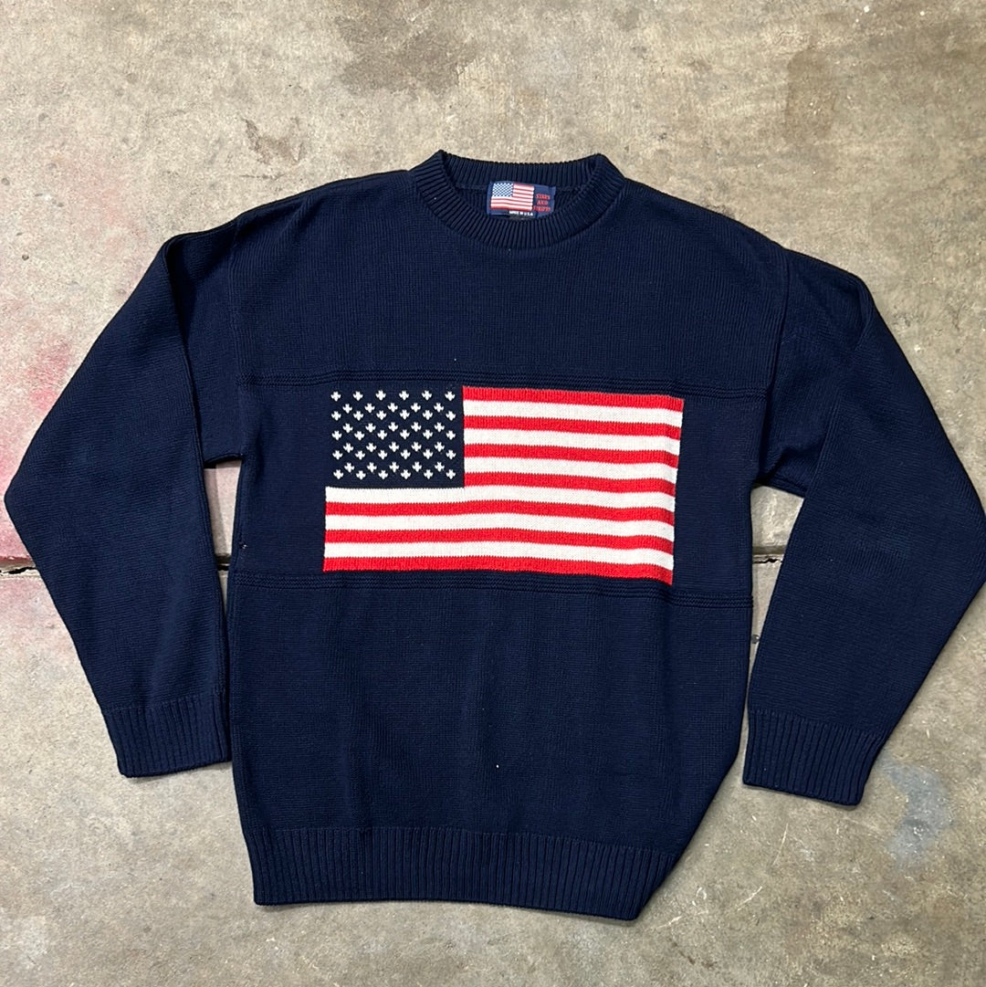 Vintage USA Olympics American Flag Knit Sweater Small