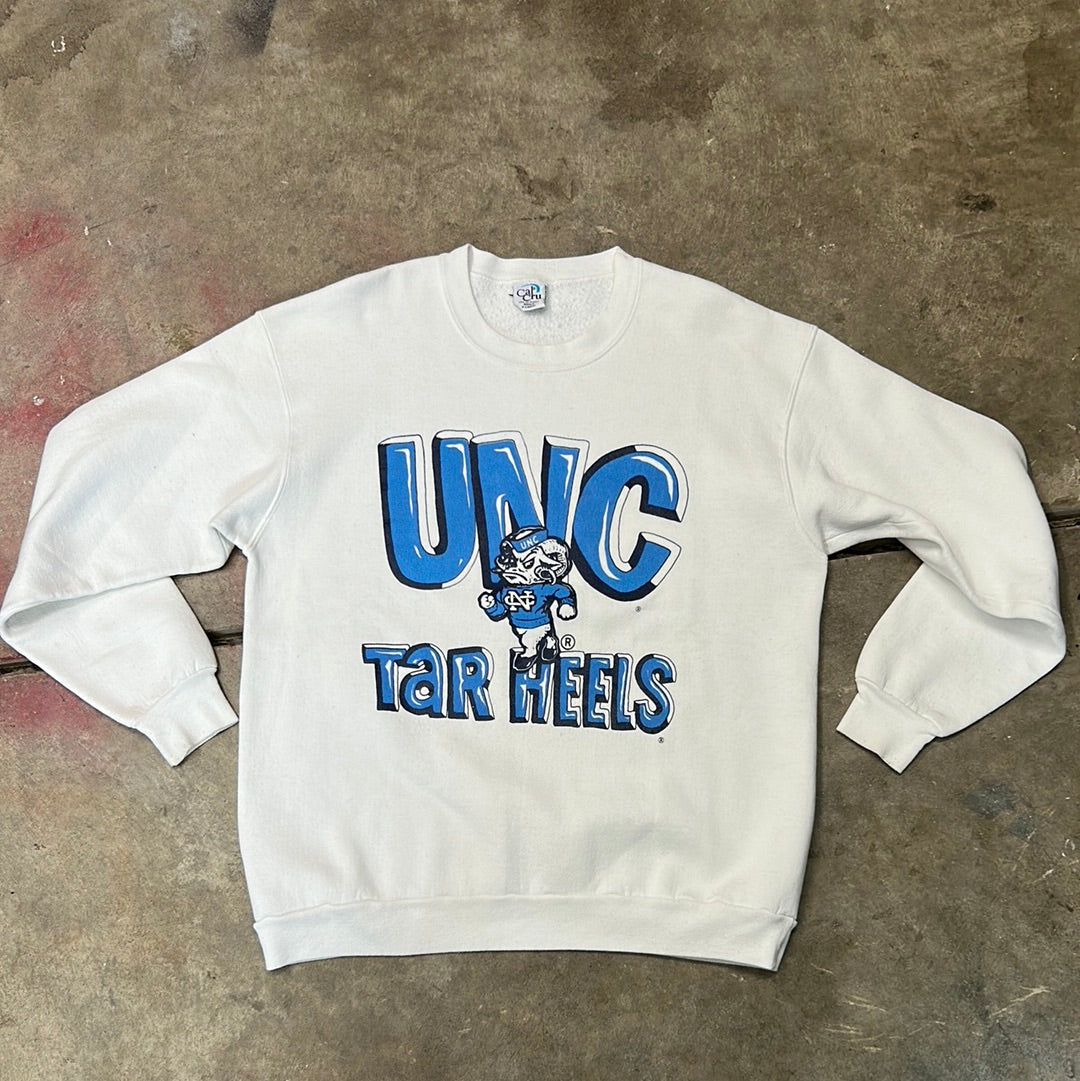 Vintage UNC Tarheels Bubble Letter Sweatshirt White XL