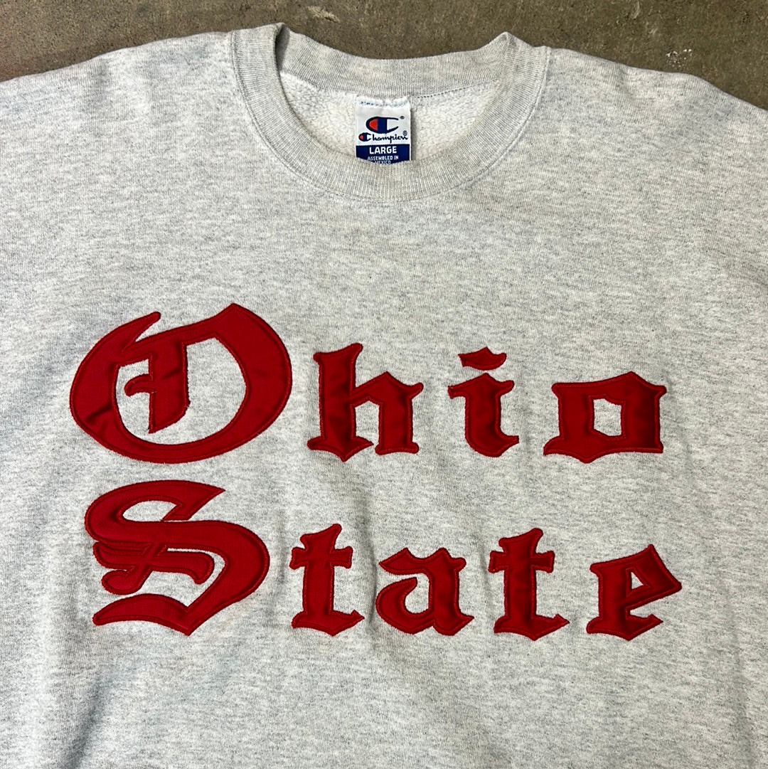 Vintage Champion Ohio State Old English Sweatshirt Grey Large