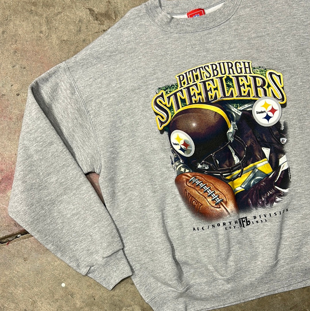 Vintage NFL Pittsburgh Steelers Sweatshirt Grey Large