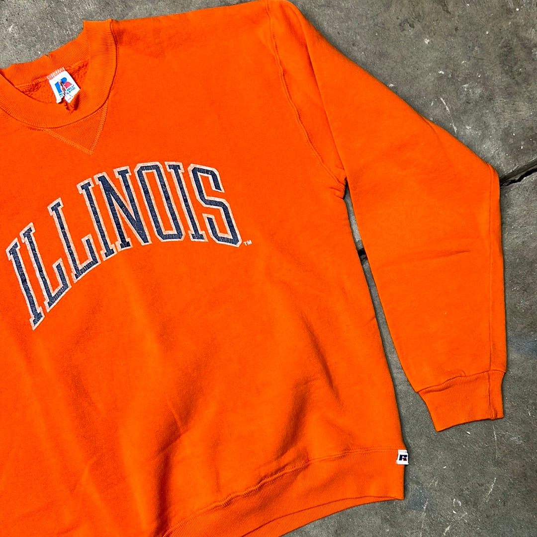 Vintage Orange Russell Athletic University Of Illinois Sweatshirt Large