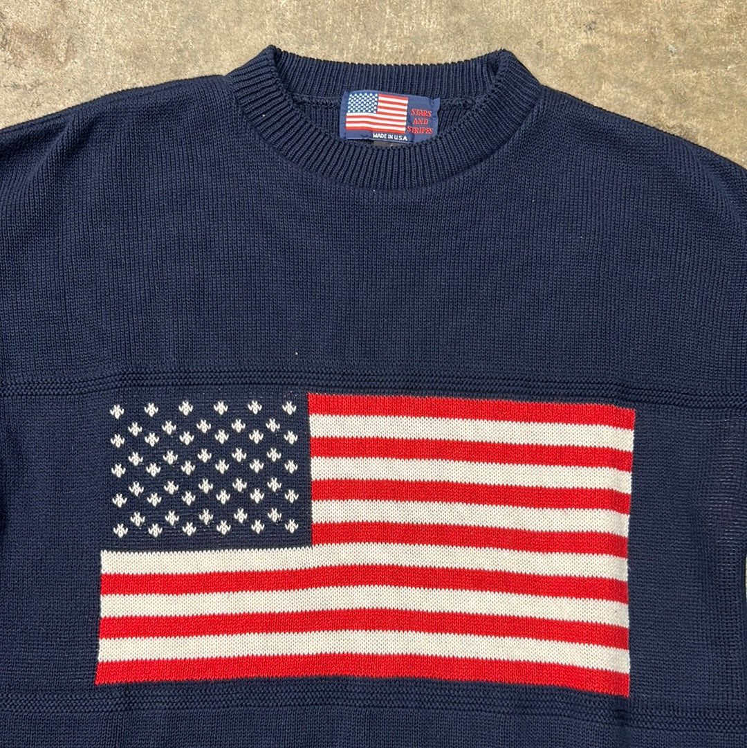 Vintage USA Olympics American Flag Knit Sweater Small