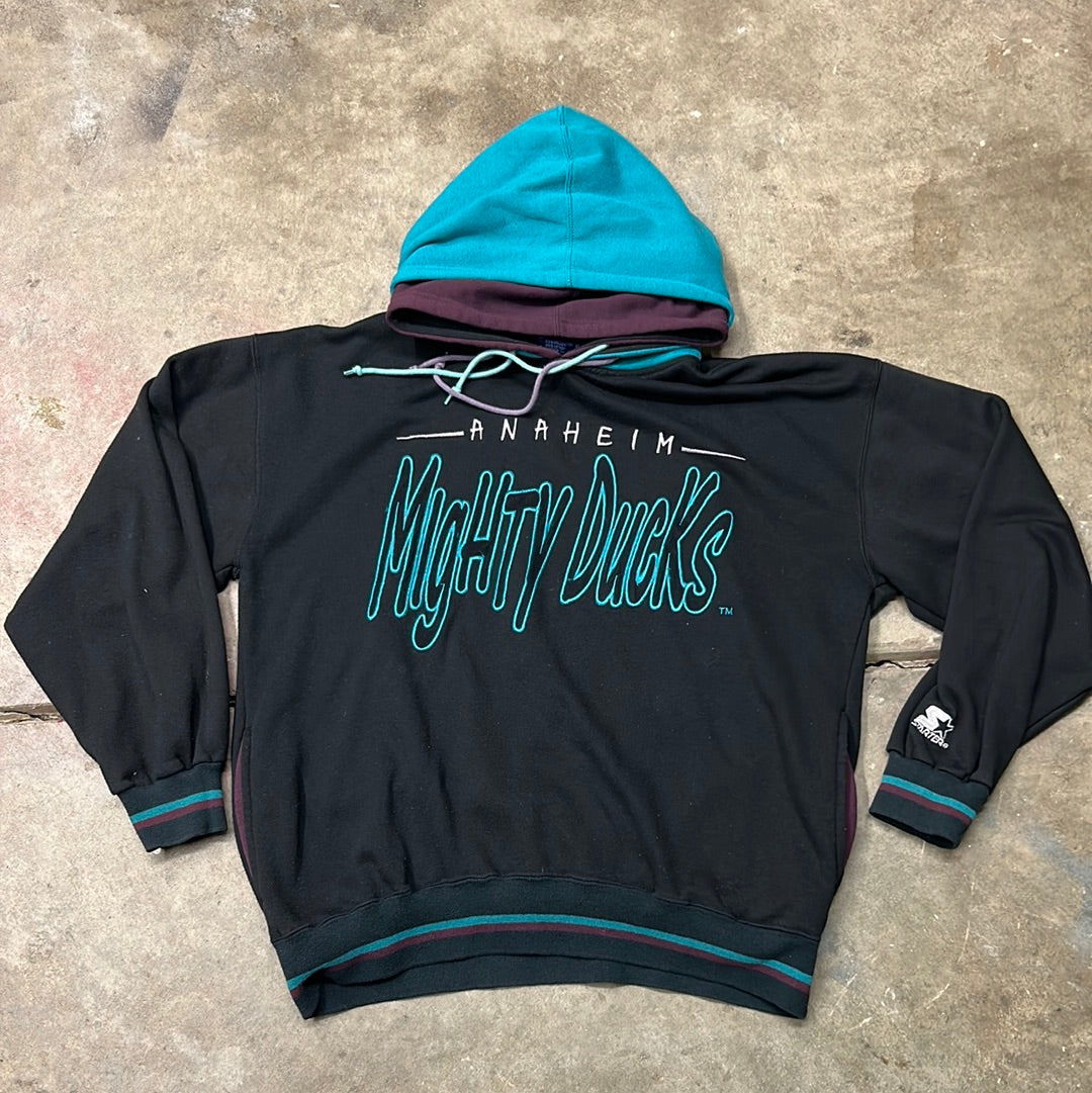 Vintage Starter Anaheim Mighty Ducks Script Hoodie XL