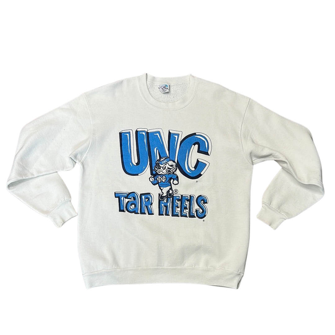 Vintage UNC Tarheels Bubble Letter Sweatshirt White XL