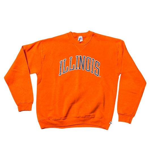 Vintage Orange Russell Athletic University Of Illinois Sweatshirt Large