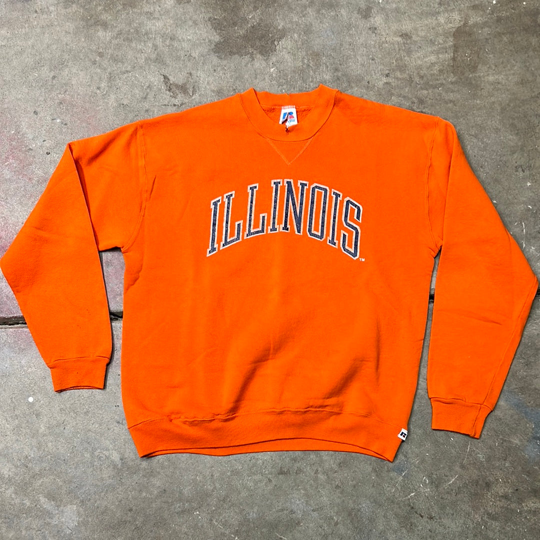 Vintage Orange Russell Athletic University Of Illinois Sweatshirt Large