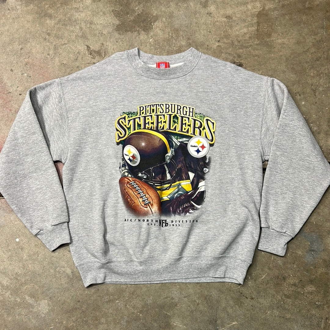 Vintage NFL Pittsburgh Steelers Sweatshirt Grey Large