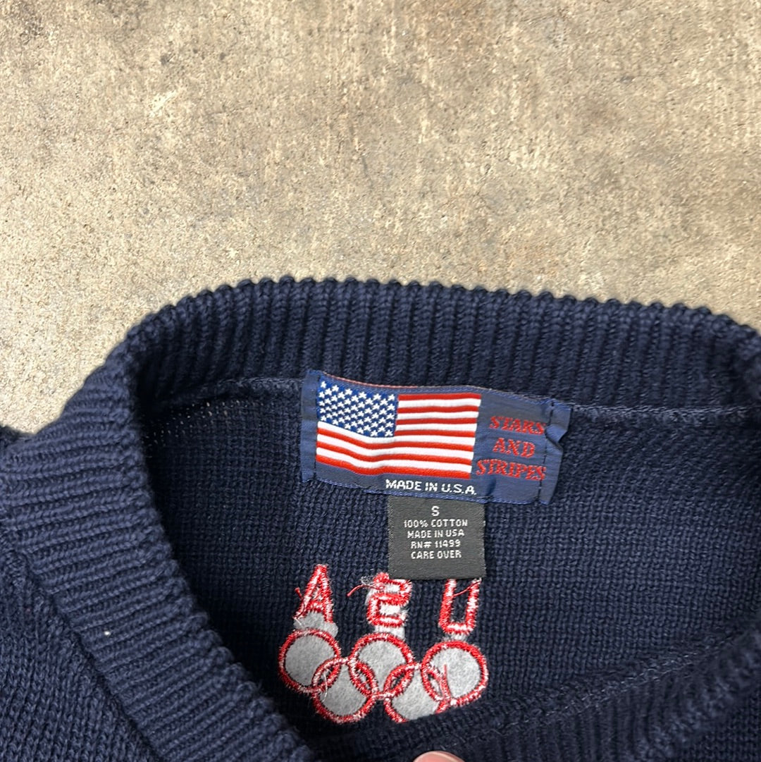 Vintage USA Olympics American Flag Knit Sweater Small