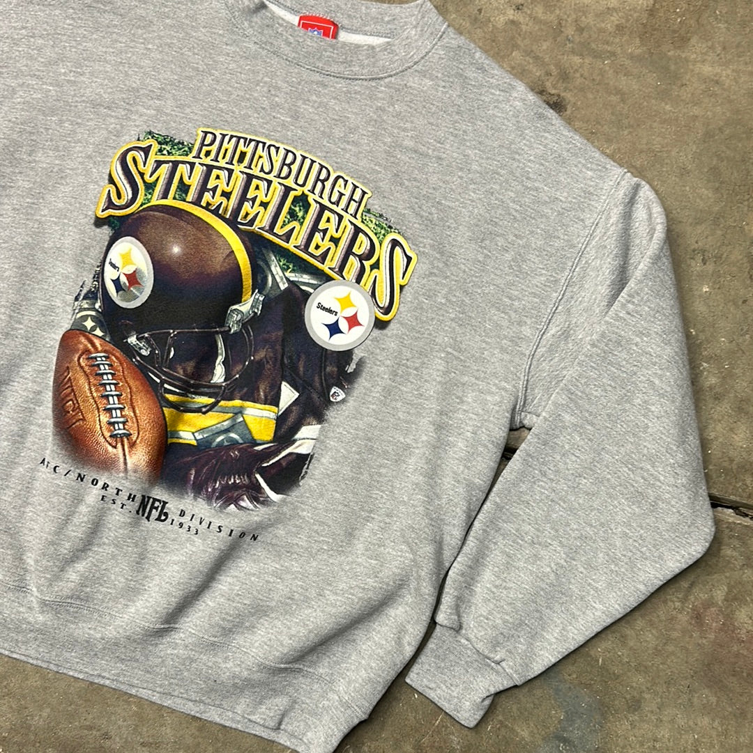 Vintage NFL Pittsburgh Steelers Sweatshirt Grey Large