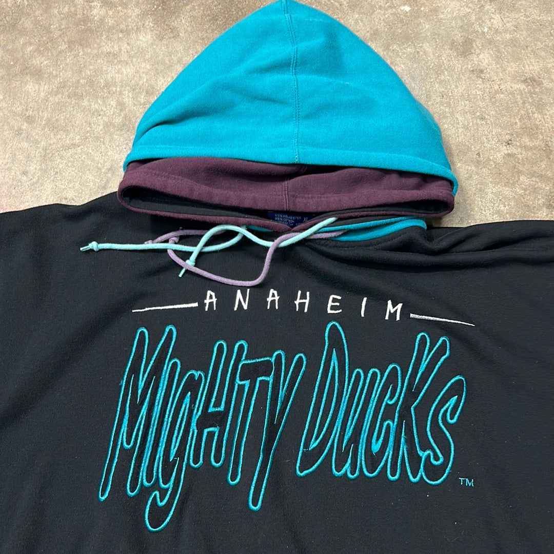 Vintage Starter Anaheim Mighty Ducks Script Hoodie XL