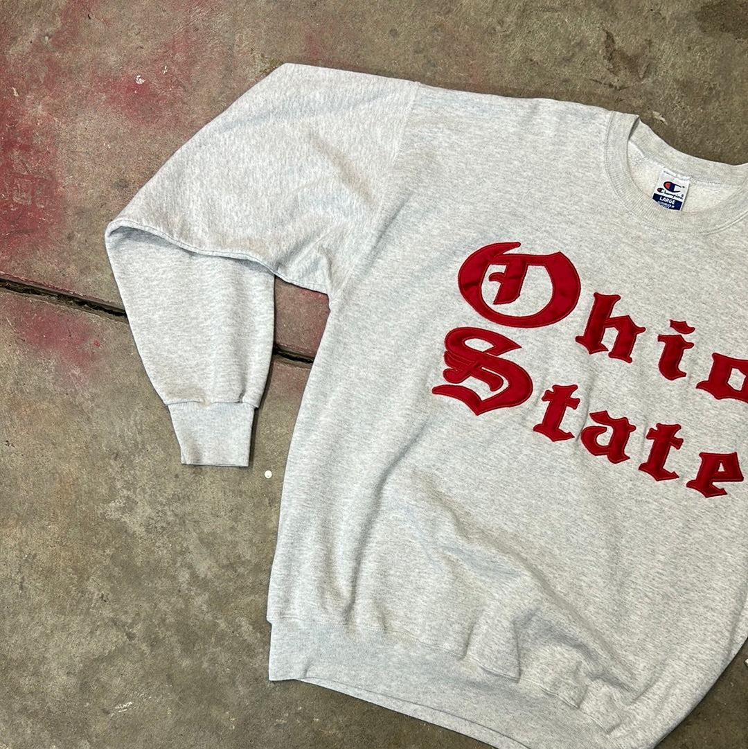 Vintage Champion Ohio State Old English Sweatshirt Grey Large