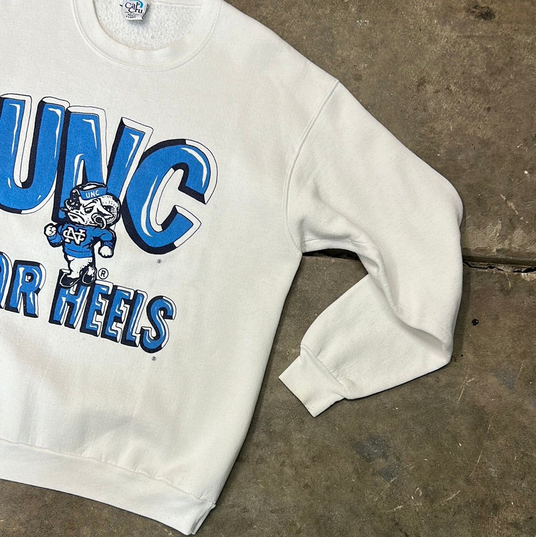 Vintage UNC Tarheels Bubble Letter Sweatshirt White XL