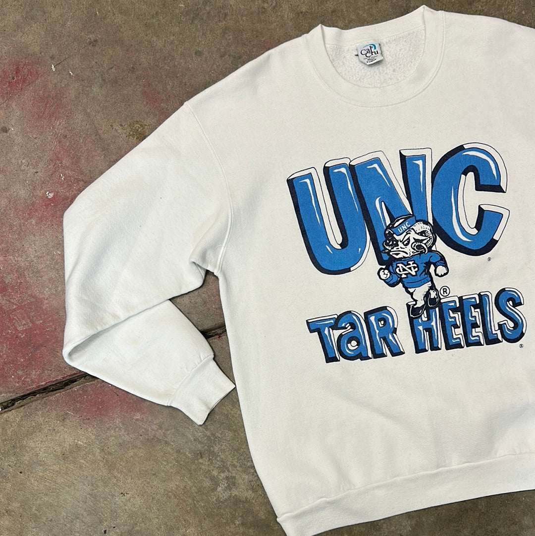 Vintage UNC Tarheels Bubble Letter Sweatshirt White XL