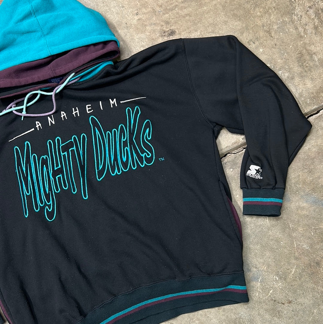 Vintage Starter Anaheim Mighty Ducks Script Hoodie XL