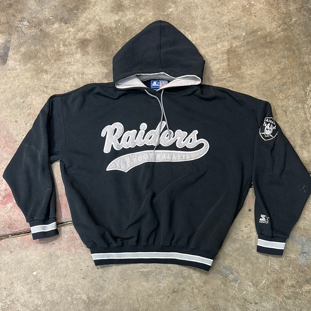 Vintage Starter Raiders Script Hoodie XL