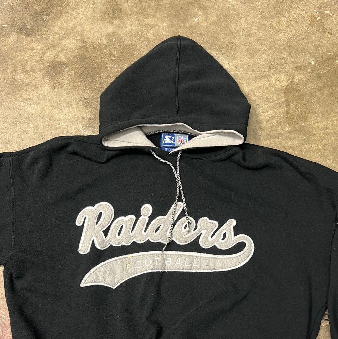 Vintage Starter Raiders Script Hoodie XL