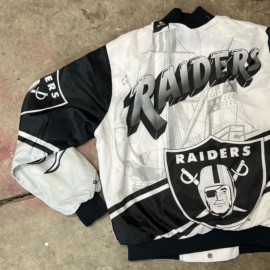 Vintage 90s NFL Raiders Fanimation Chalkline Jacket Size M